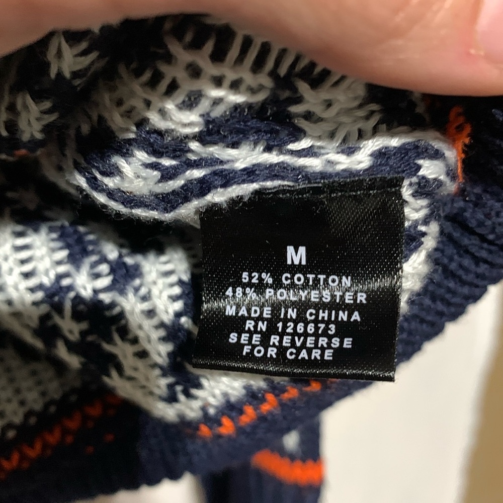 NFL Denver Broncos Football Navy and Orange Fair Isle Christmas Holiday Sweater - Picture 6 of 6